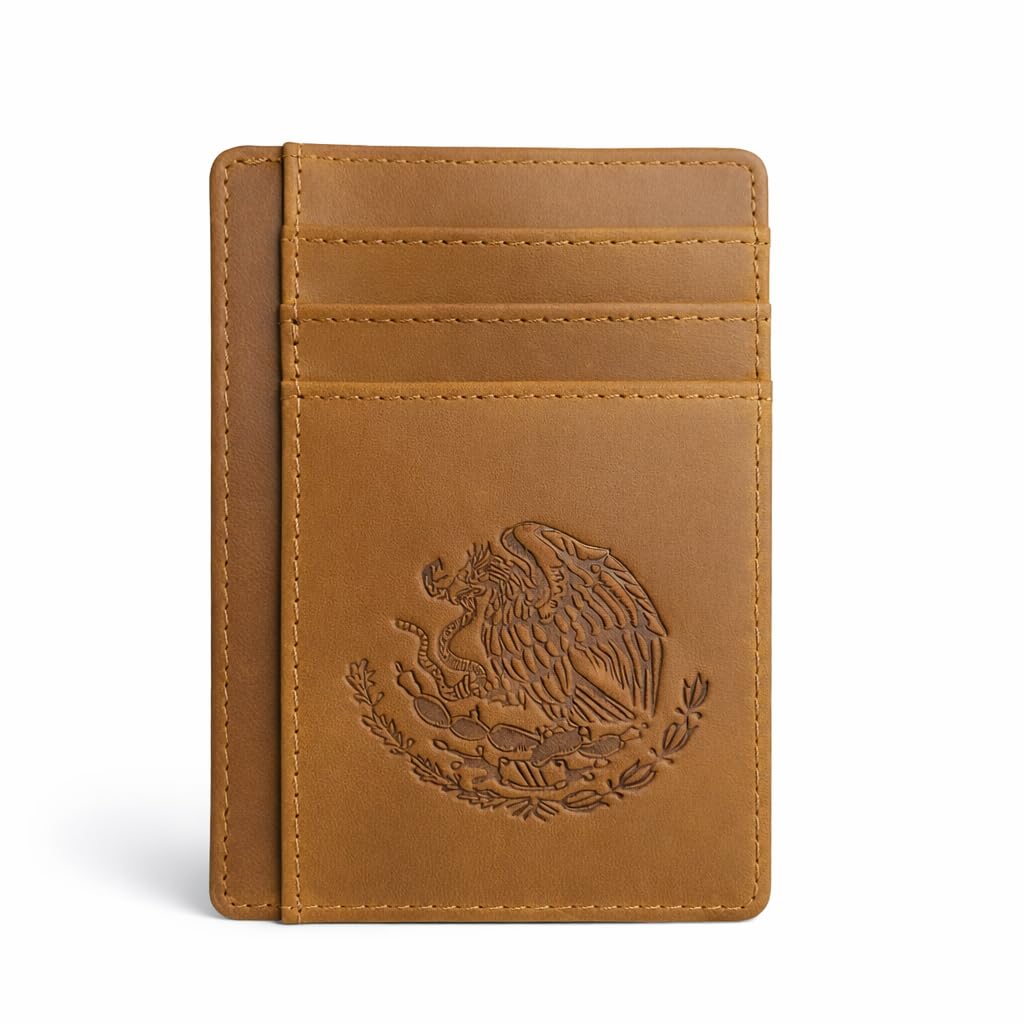 Mexican Coat of Arms Bifold Genuine Leather Brown Men's Wallet