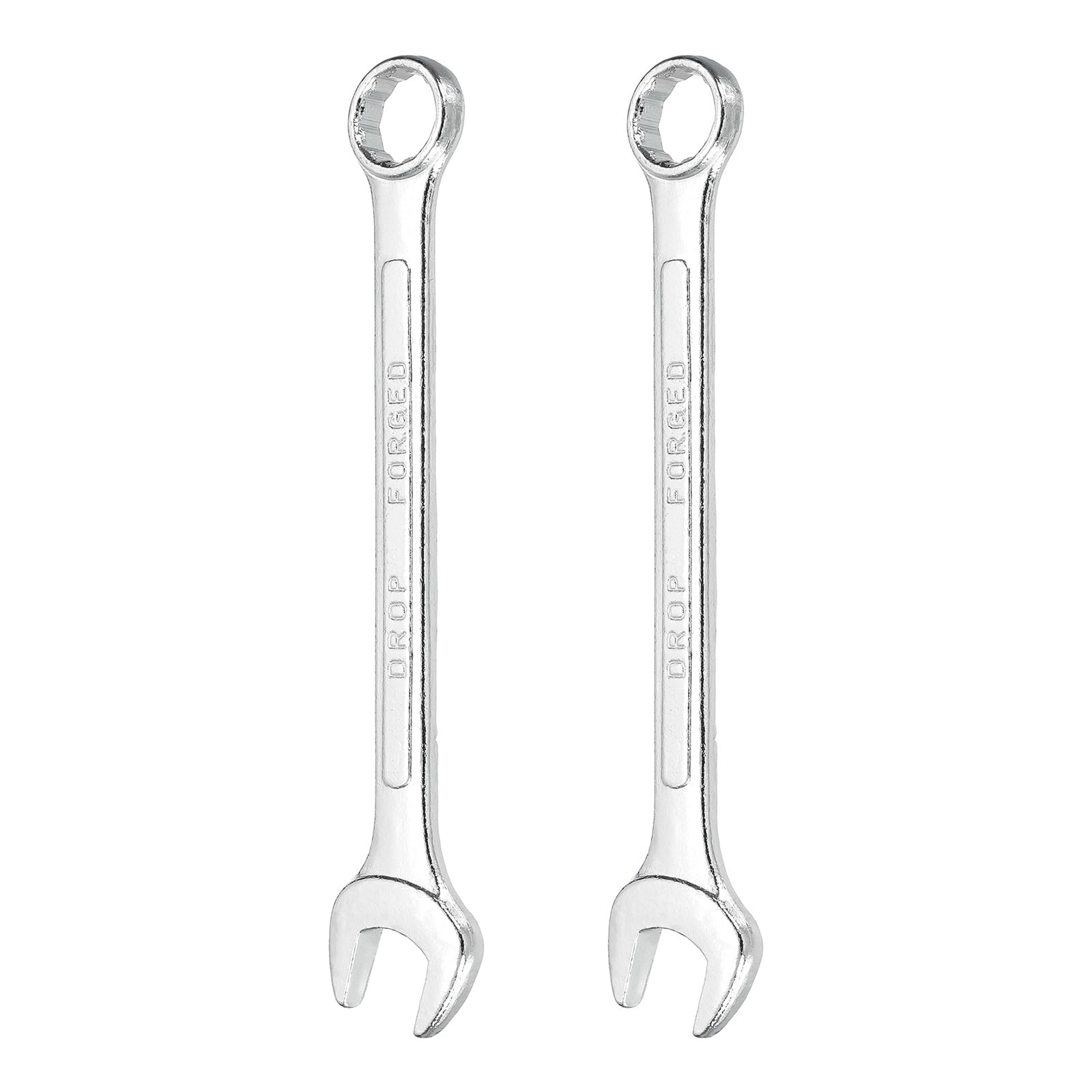 sourcing map 2Pcs Combination Wrench 15mm Metric 12-Point Box and Open End Zinc Plated Steel Double Ended Spanner Tool for Automotive Pipe Furniture Machinery DIY Repair, Silver White
