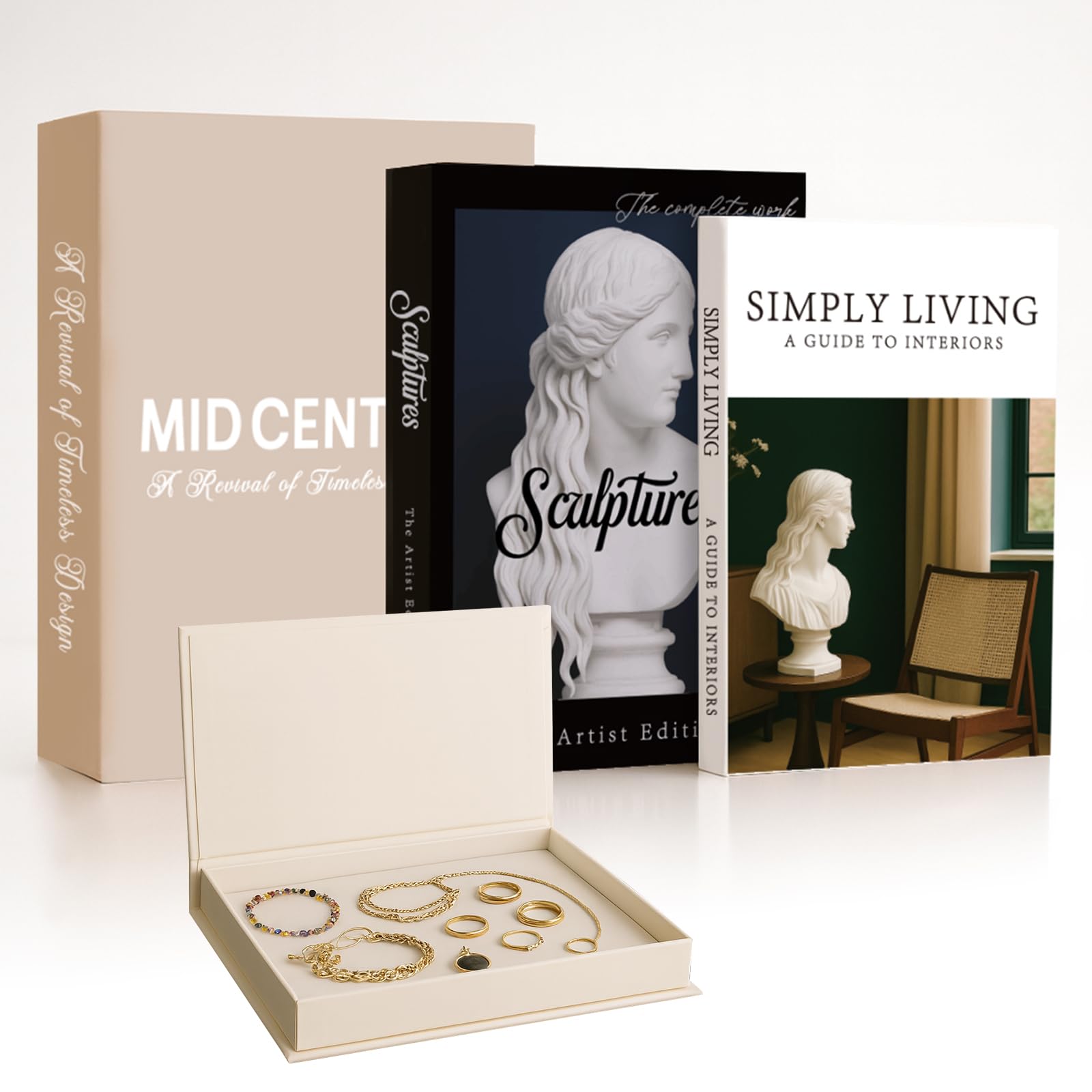 Boîte de rangement vintage pour livre pour cacher le désordre du salon
