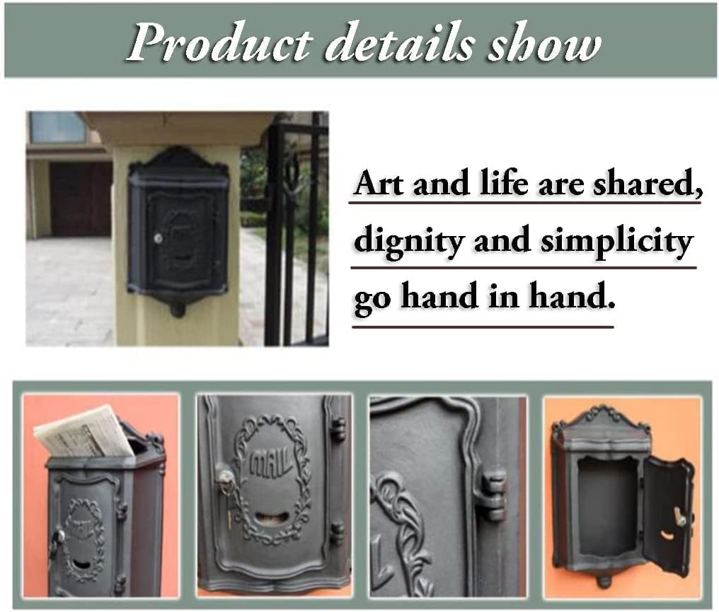 Large Capacity Post Box Vintage Packing accessoriesOutdoor Lockable Aluminum Galvanized Sheet Drop Box Home Garden Decoration Practical Decoration (Red Copper Color)