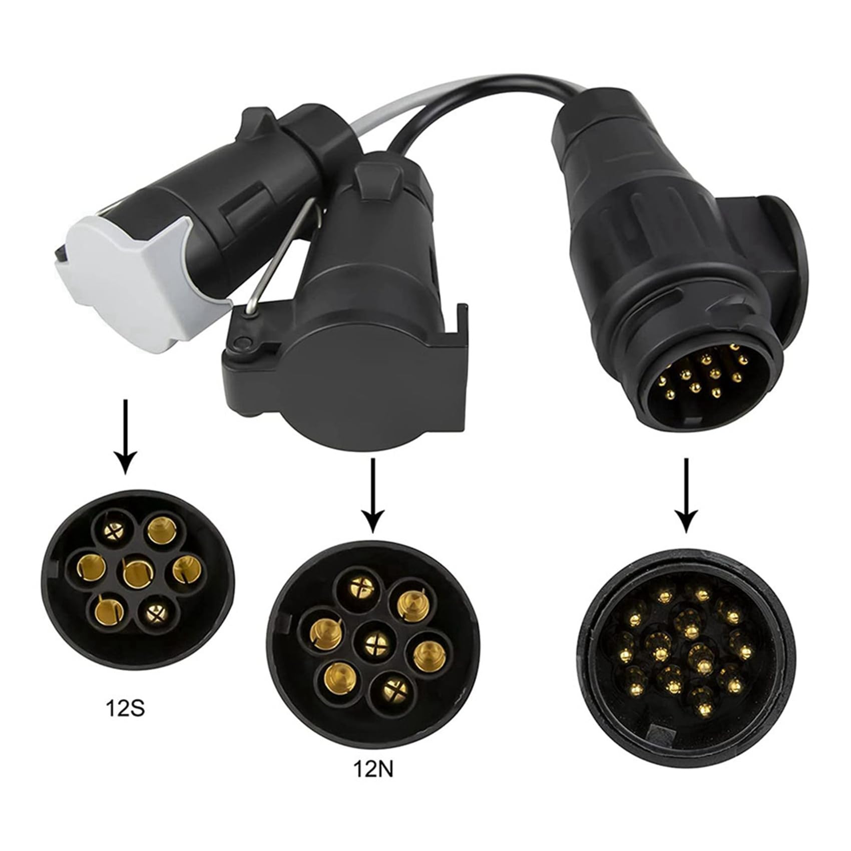 5 x adapter holowniczy, 13-biegunowy wtyk na 7-biegunowe gniazdo 12 N + 12 S, adapter do przyczepy, przyczepy kempingowej