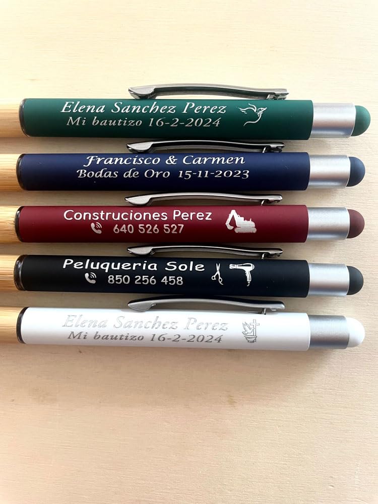 Pack De 24 Bolígrafos Personalizados Con Nombre Grabado - Punta Capacitiva Y Bolígrafo 2 En 1, Perfectos Para Regalos De Empresa O Escuela