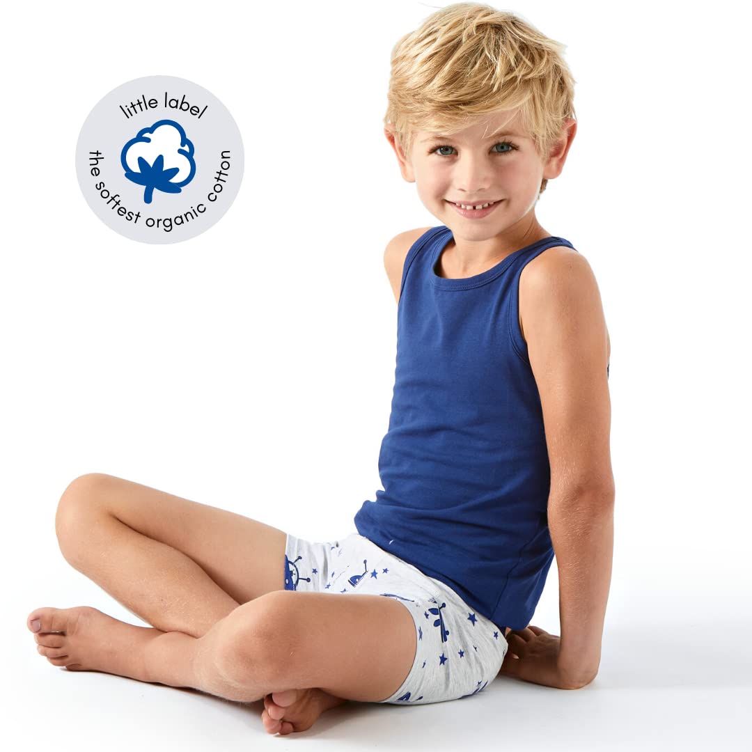 little label - Kinder Unterhemd Jungen 3er-Pack - Unterwäsche Jungen Tanktop - Jungen Untershirt Slim fit lang Größen 92 bis 164 - Bio-Baumwolle