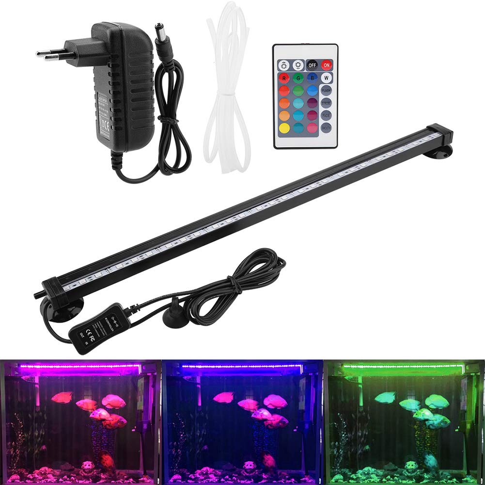 LED Aquarium Light sumergible burbujas de acuario Bubble Light con mando a distancia subacuático Lámpara LED de colores para kit de luz acuario (46 cm)