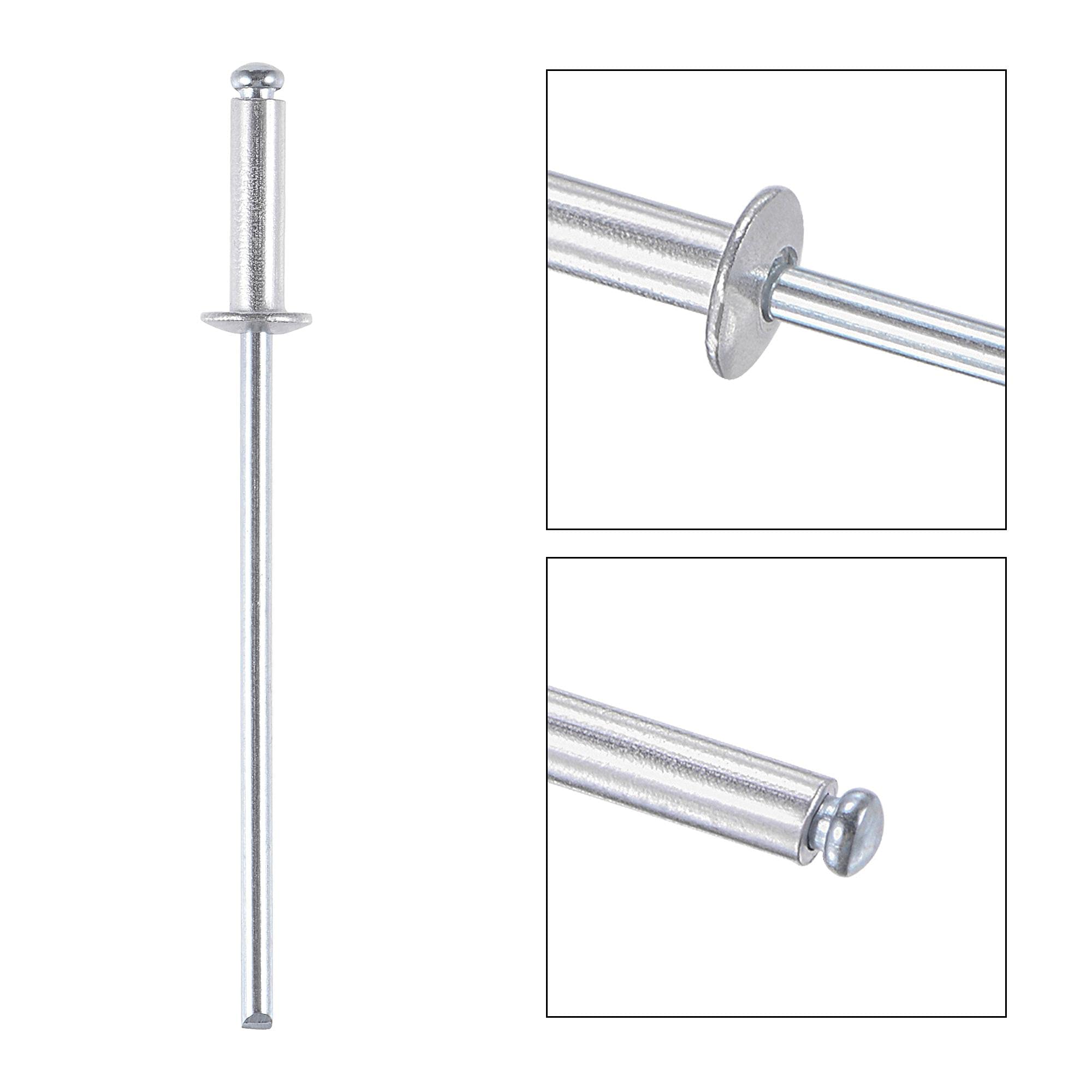 120pcs Aluminum Pull Rivets - 2.4mm X 9mm Silver Tone Blind Rivets For DIY & Repair