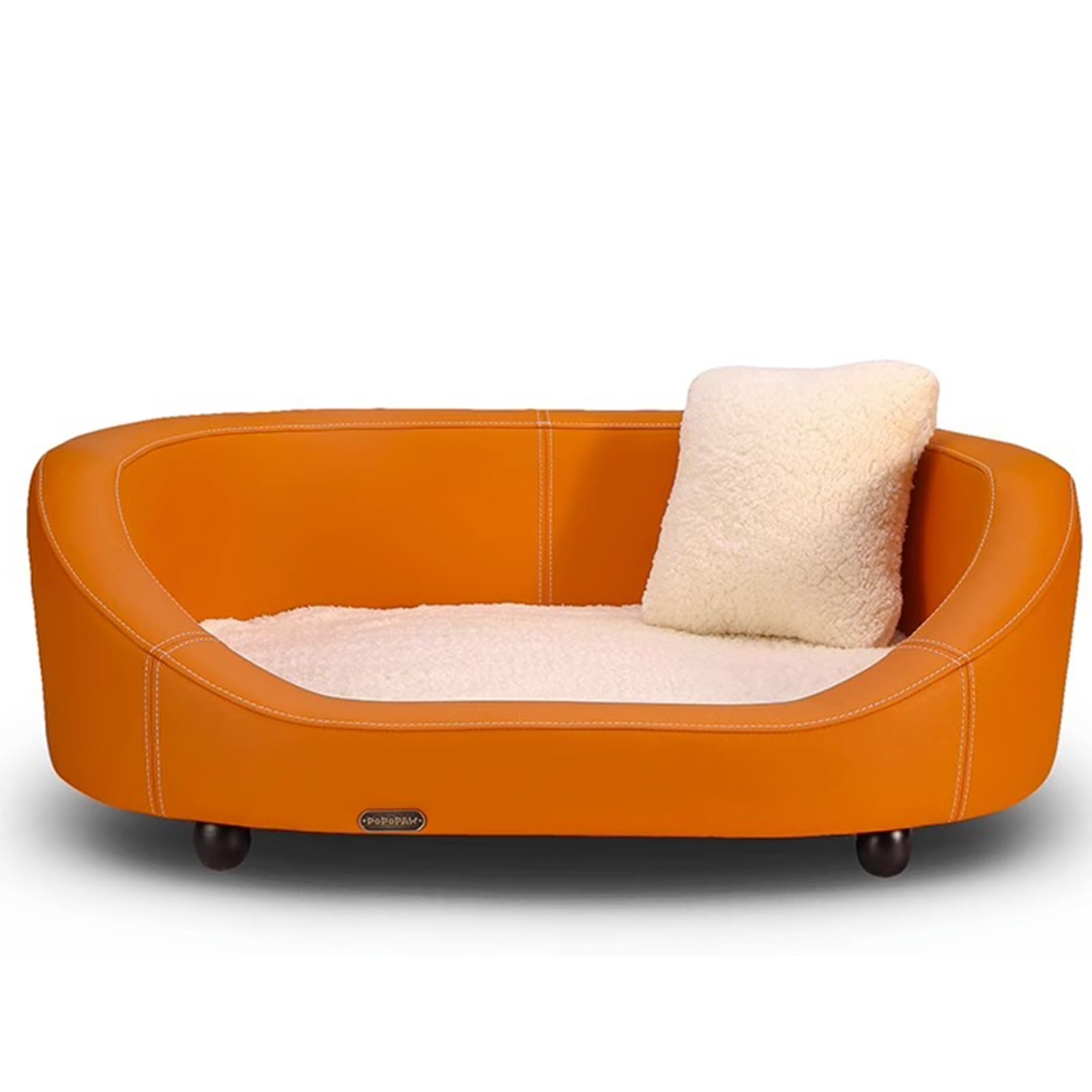 HOLGVE Solid Wood Sofa Bed with Removable Mattress Pet Bed Off The Ground Dog Bed cat Bed Leather