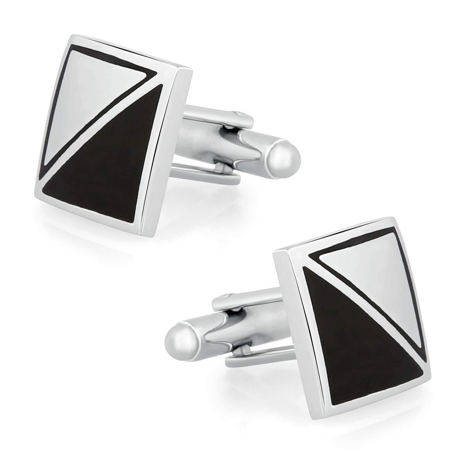 Zivom® Black Silver Diagonal Square Office Formal Shirt Blazer Cufflink Pair Men Gift Box (B00OD0NKLY) Amazon Price History, Amazon Price Tracker