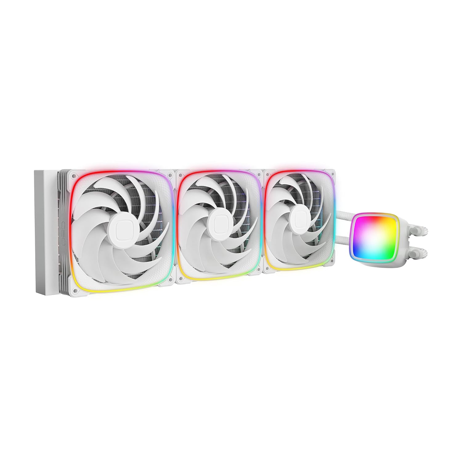 Geometric Future Eskimo Pro - 420mm AIO CPU Liquid Water Cooler- RGB PWM Squama 2503W 140mm Fan x 3- Fit Intel® LGA 1700, AMD®AM5 - White- (GEO-EP-42W) Eskimo Pro 420 Rad White