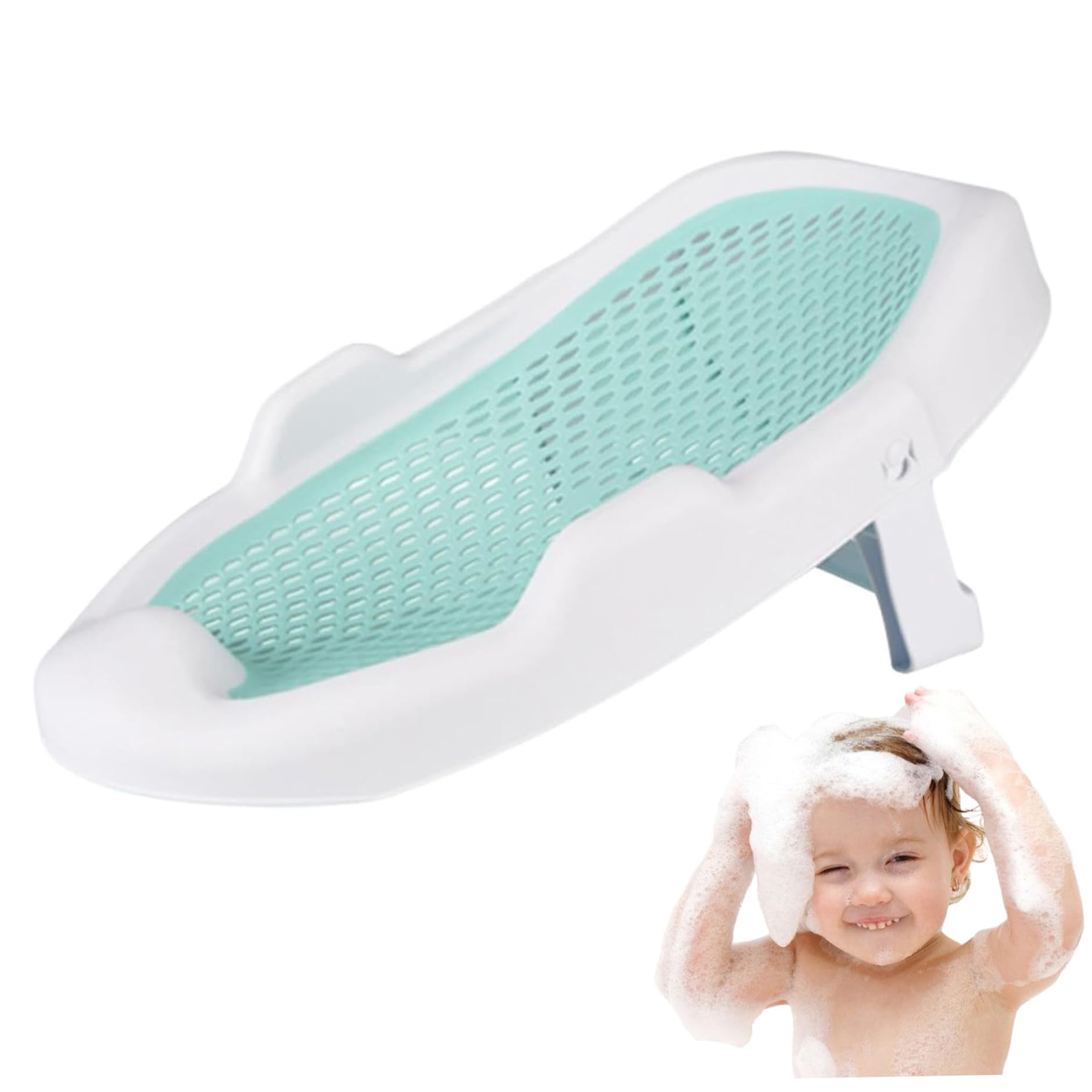 Tumbona para bebé transpirable de 0 a 24 meses con orificio de drenaje, bañera para bebé portátil de uso diario, bañera para bebé antideslizante y plegable, bañeras para recién nacidos, tumbona verde