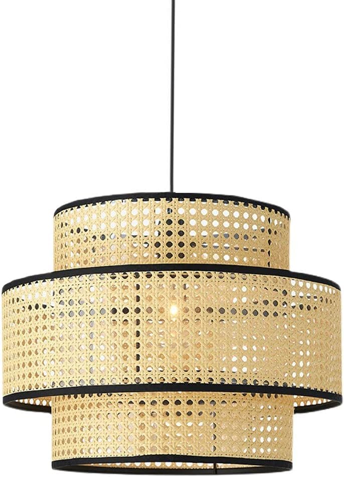 Suspension osier naturel luminaire suspendu rotin tressé salon E27 beige