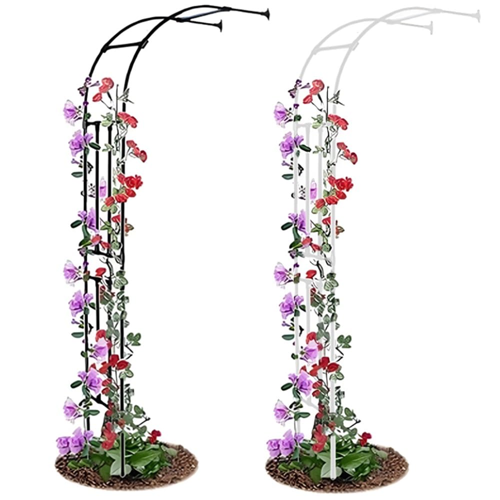 Stabiler Gartenbogen aus Metall für Kletterpflanzen - wetterfester halber Rosenbogen schwarz 150 x 240 cm - ideal für Garten und Rasen