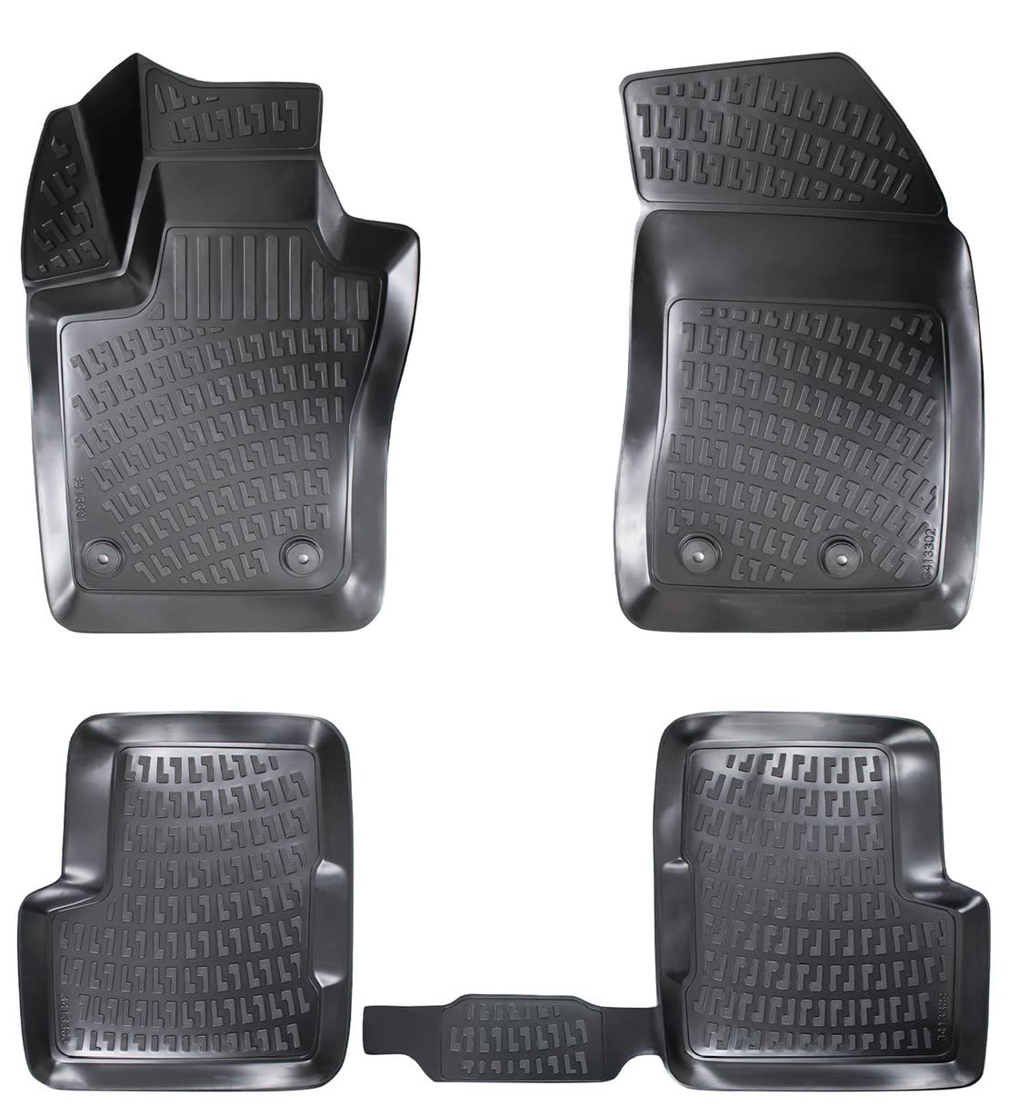 ASC Tappetini Auto Compatibili con JEEP COMPASS dal 2017-2025, Limited/Longitude Gomma a Vaschetta, Protezione Poggiapiedi, Bottoni per Ancoraggio