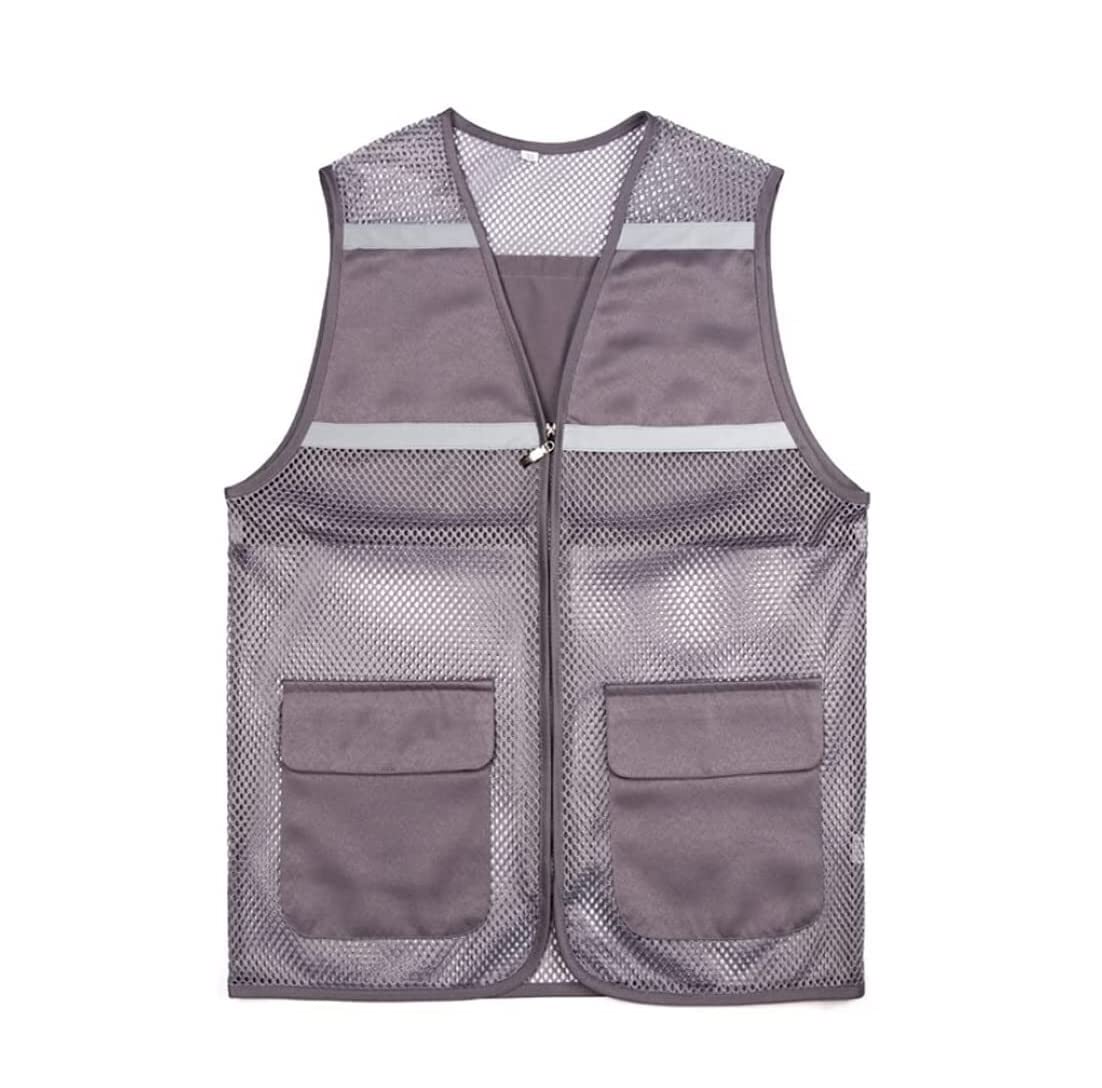 chaleco reflectante, Chalecos de seguridad, chaleco malla con bolsillos cremallera, construcción voluntaria, trabajo al aire libre, cumple varios tamaños multicolores(Grijs,3XL)