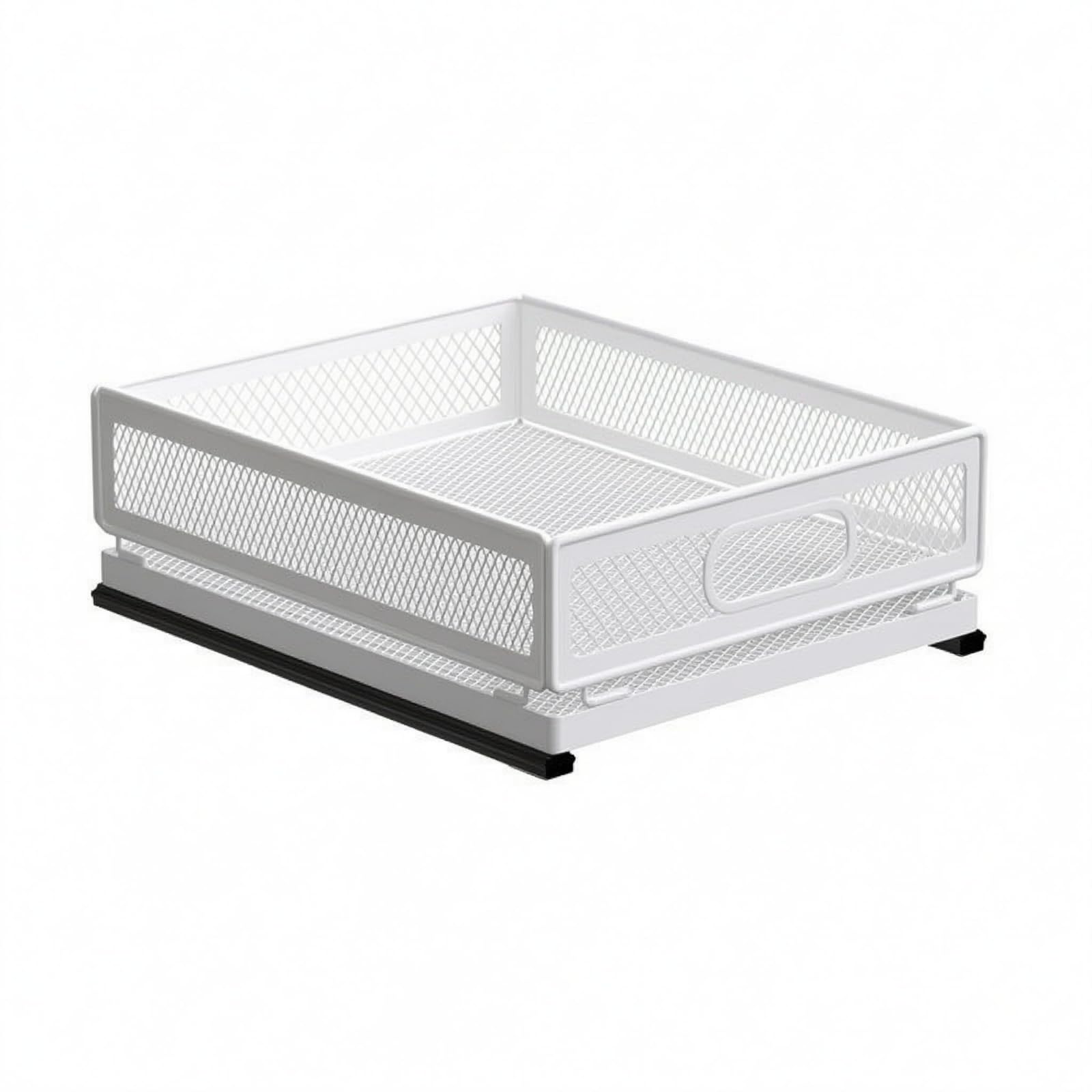 Qianly Cestino da Cucina Estraibile con Maniglia Frontale Organizzatore Sottolavello Top Aperto Arredamento Casa, Cesto Portaoggetti Piccolo Lunghezza 30 Cm Con Guide Scorrevoli