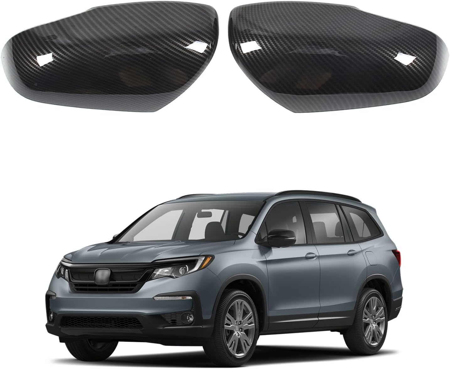 Side Rearview Mirror Cover Trim for Honda Pilot 2016-2022/ Ridgeline 2020-2023/ Passport 2019-2023, Exterior Rear View Mirror Cover Caps Guard Shell, Side Door Wing Mirrors Cap Housing (Carbon Fiber)