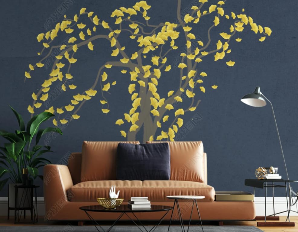 Papier peint intissé feuilles de ginkgo poster géant mural salon 300x210 cm