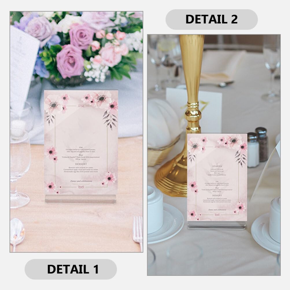 SHINEOFI 10 Soportes Para Carteles De Acrílico Con Base En Forma De T Soporte Vertical Para Menú Pantalla Transparente Para Mesa Soporte Para Tabla De Precios De Plástico Marco De Fotos De