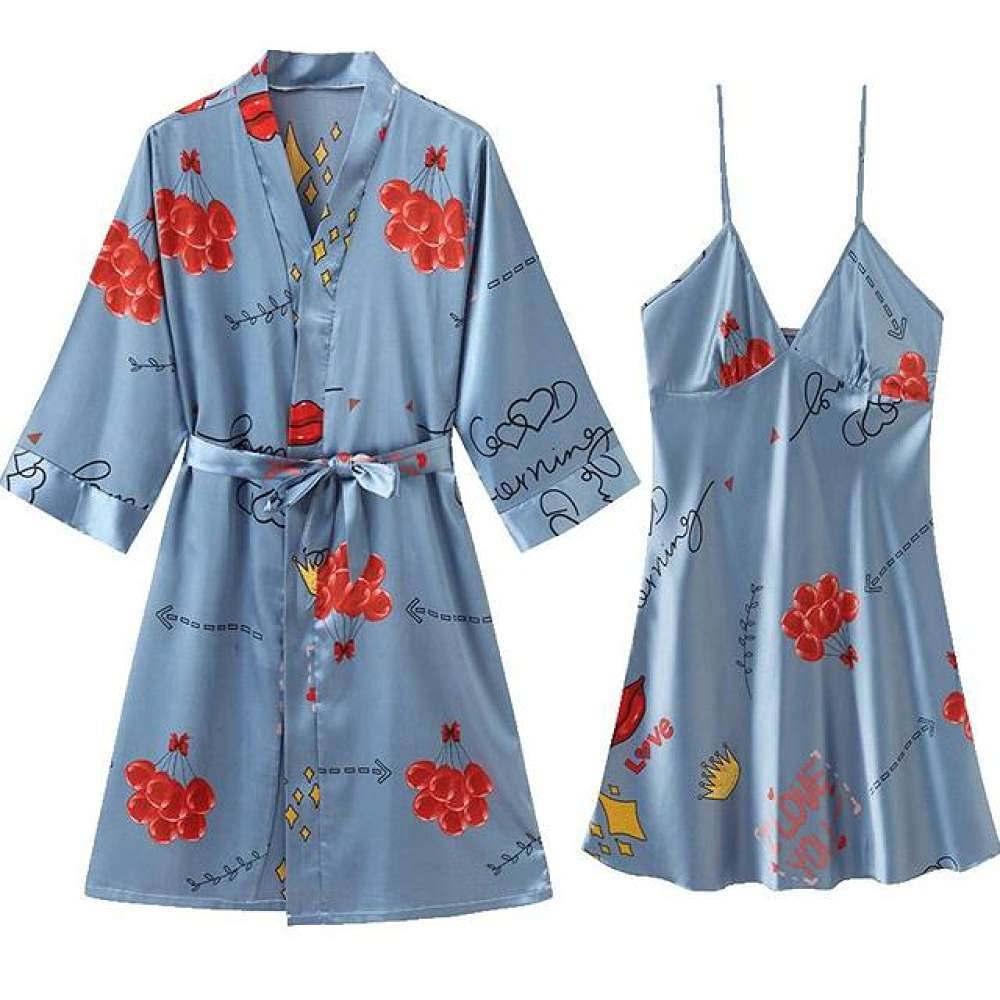 Vestaglie, Accappatoio da Donna Indumenti da Notte in Seta Sintetica con Pizzo Camicia da Notte Sexy Kimono in Raso Accappatoio Abito da Salotto 2 Pezzi Set da Notte,Stile 21,L (Stile 16 Medio)