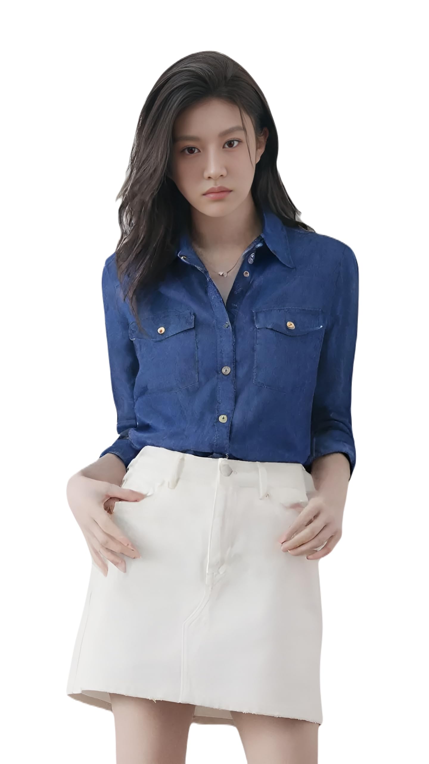 Denim Shirt with Pocket, Women Shirt,Casual Shirt,Denim Women Shirt,Denim Pocket Shirt for Women,Office Wear Shirt,Plus Size Shirt for Women,Denim Shirt04.-image-43