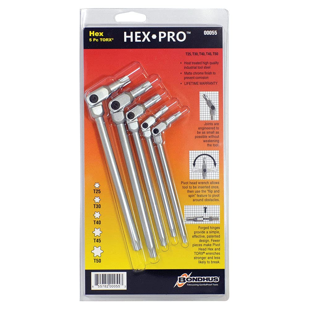 Bondhus 00055 Set 5 Llaves Torx Hex-Pro cromadas T25-T50