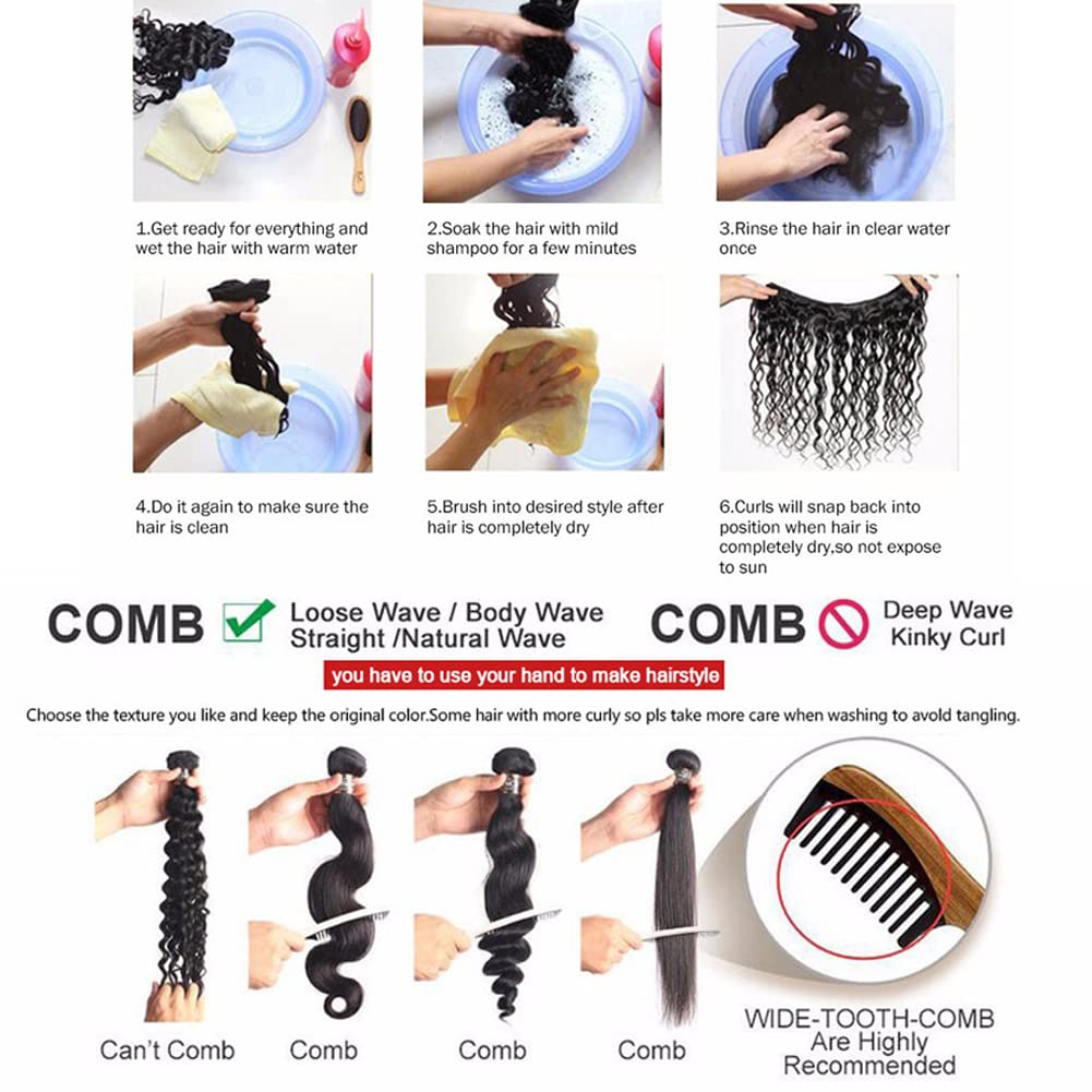 Beauty Queen 10A Brazilian Body Wave Human Hair Bundles (20 22 24 Inch) Bundles Human Hair 100% Unprocessed Weave 3 Bundles Virgin Human Hair Natural Color Remy Hair Extensions