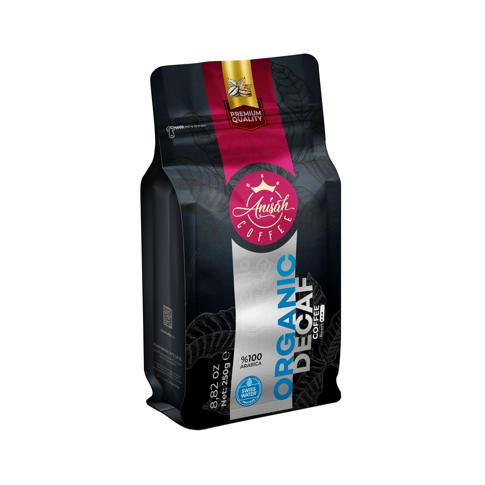 Anisah Coffee Decaf%100 Arabica Kafeinsiz Orta Kavrum Kahve Çekirdeği 250g
