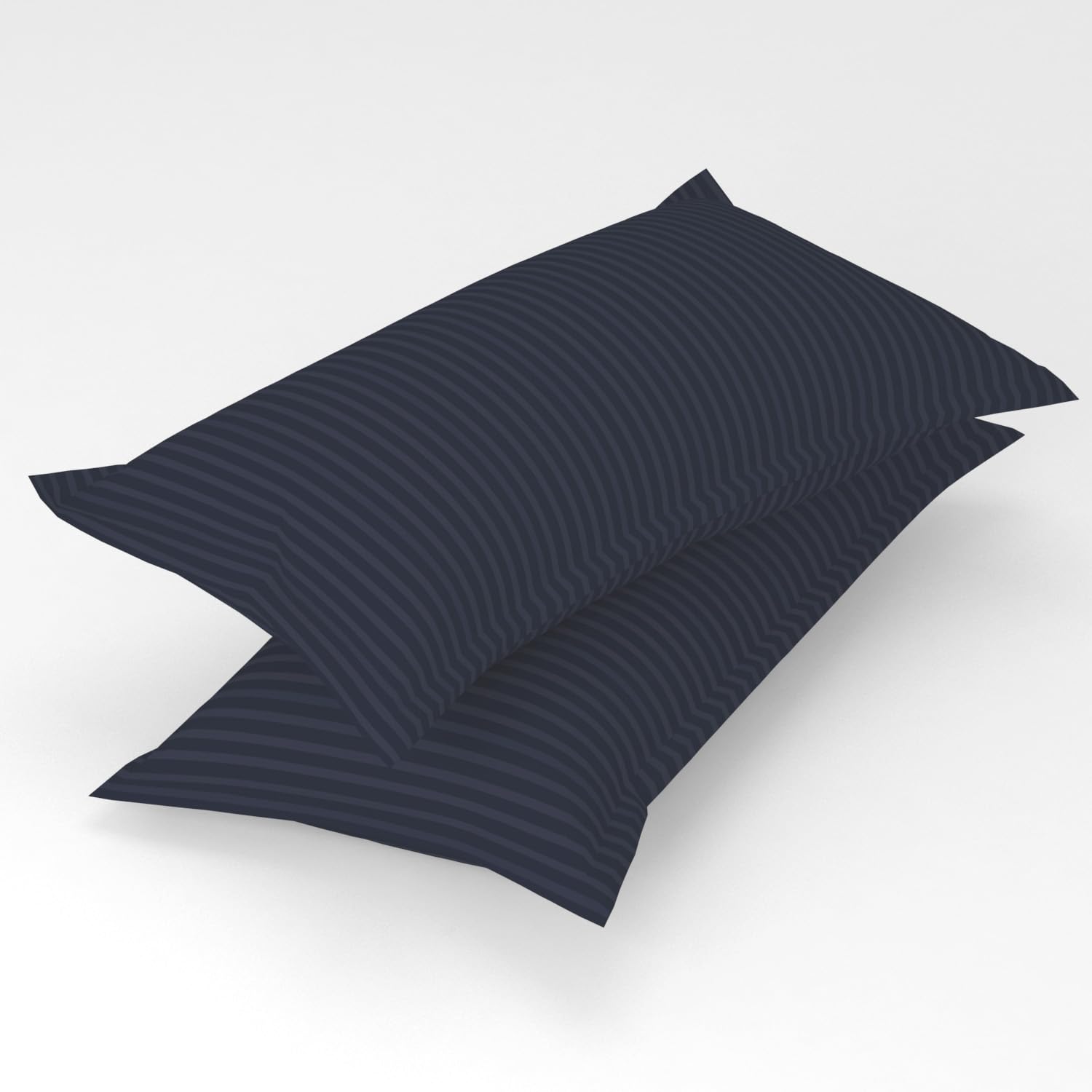 Homefab India 2 Piece Satin Stripe Glace Cotton Pillow Covers - Grey