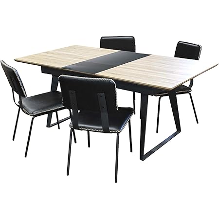 Amazon 0321 Hlt 03 Hlc 04 5点セット ブラック 伸長式テーブル 耐熱ガラス 延長テーブル At伸長テーブル ５点セット アイアン 脚 安い チェア 椅子 いす Puレザー おしゃれ ダイニングチェアー お洒落 北欧 ダイニングセット オンライン通販