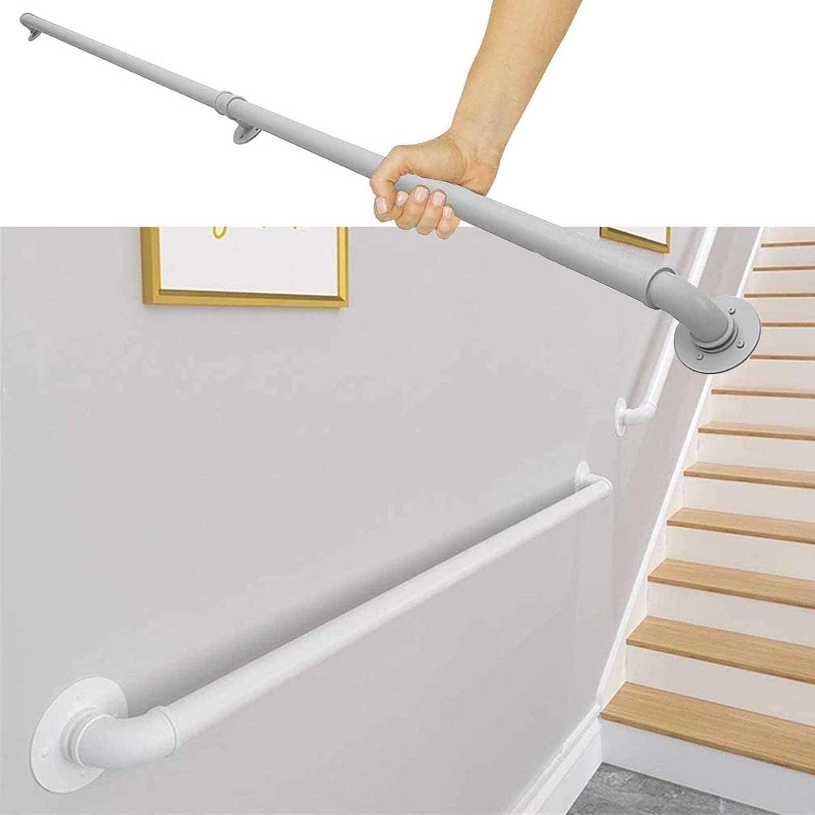 Main courante pour escalier intérieur extérieur en métal noir et rampe murale