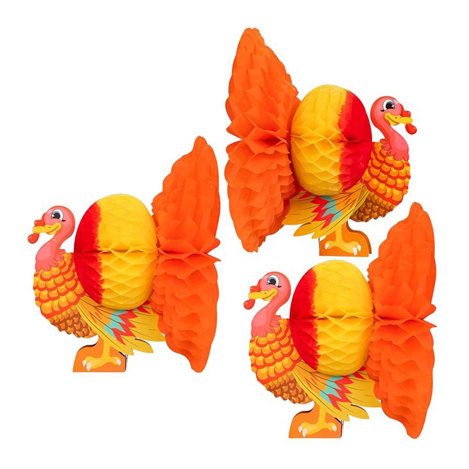Yhplxyuus 3PCS Fall Harvest Turkey Honeycomb Globes Decorations, Thanksgiving Table Centerpieces for Autumn Party Home Decoration Autumns Theme Party Supplies