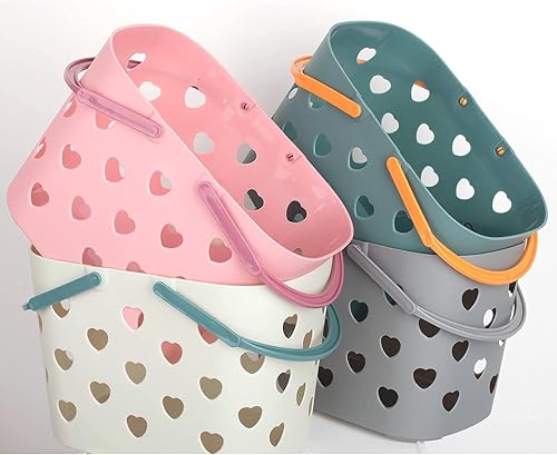 Miniatura 2 de Anyoifax Paquete de 2 cestas de almacenamiento portátiles de plástico con asa para baño, despensa, cocina, dormitorio universitario, garaje, juego