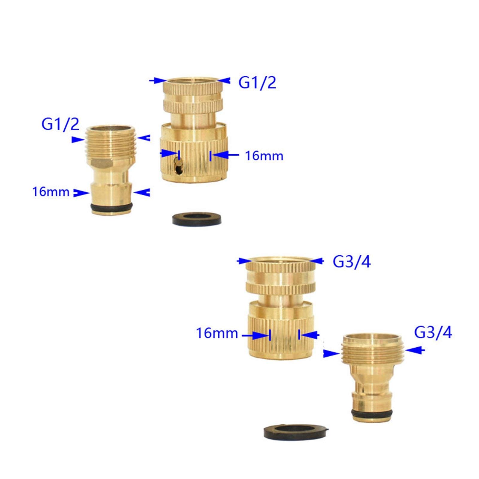 Tubo flessibile da giardino con connessione rapida Filettatura maschio 1/2" 3/4" femmina Tubo for innaffiare rapido in ottone Kit Coupling 5 set di tubo da giardino rubinetto Connettore Water Gun