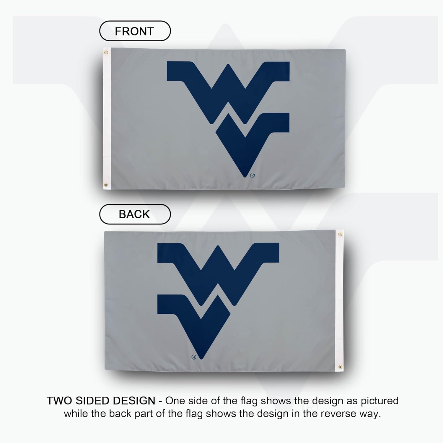 Desert Cactus West Virginia University WVU Flag - 3 x 5 Feet Mountaineers Banner, Indoor/Outdoor Durable Fabric, 100% Polyester Design (Style 1a) - Image 2