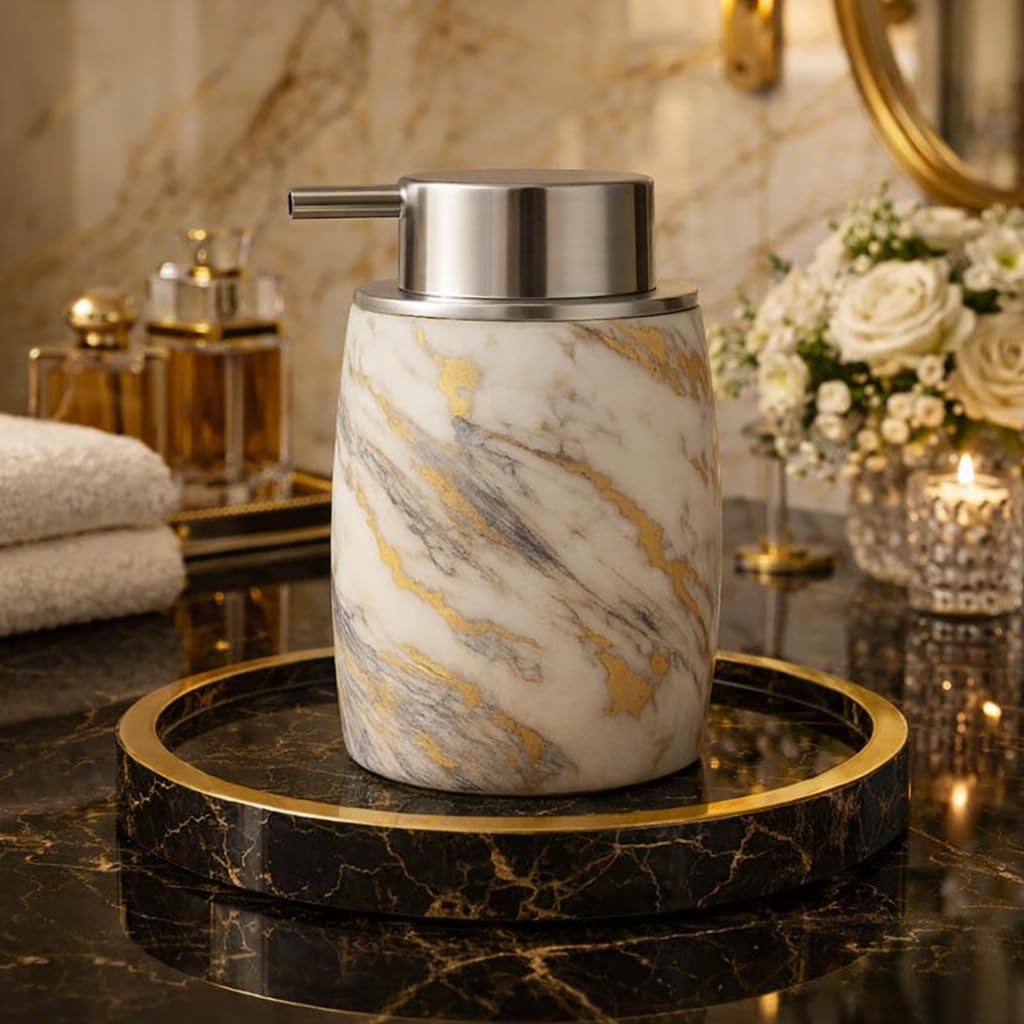Soap Dispenser for Wash Basin | Handwash Dispenser Bottle with Marble Design | Hand Wash Dispenser Bottles | Refillable Liquid Soap Dispenser for Bathroom & Kitchen | Pack of 1