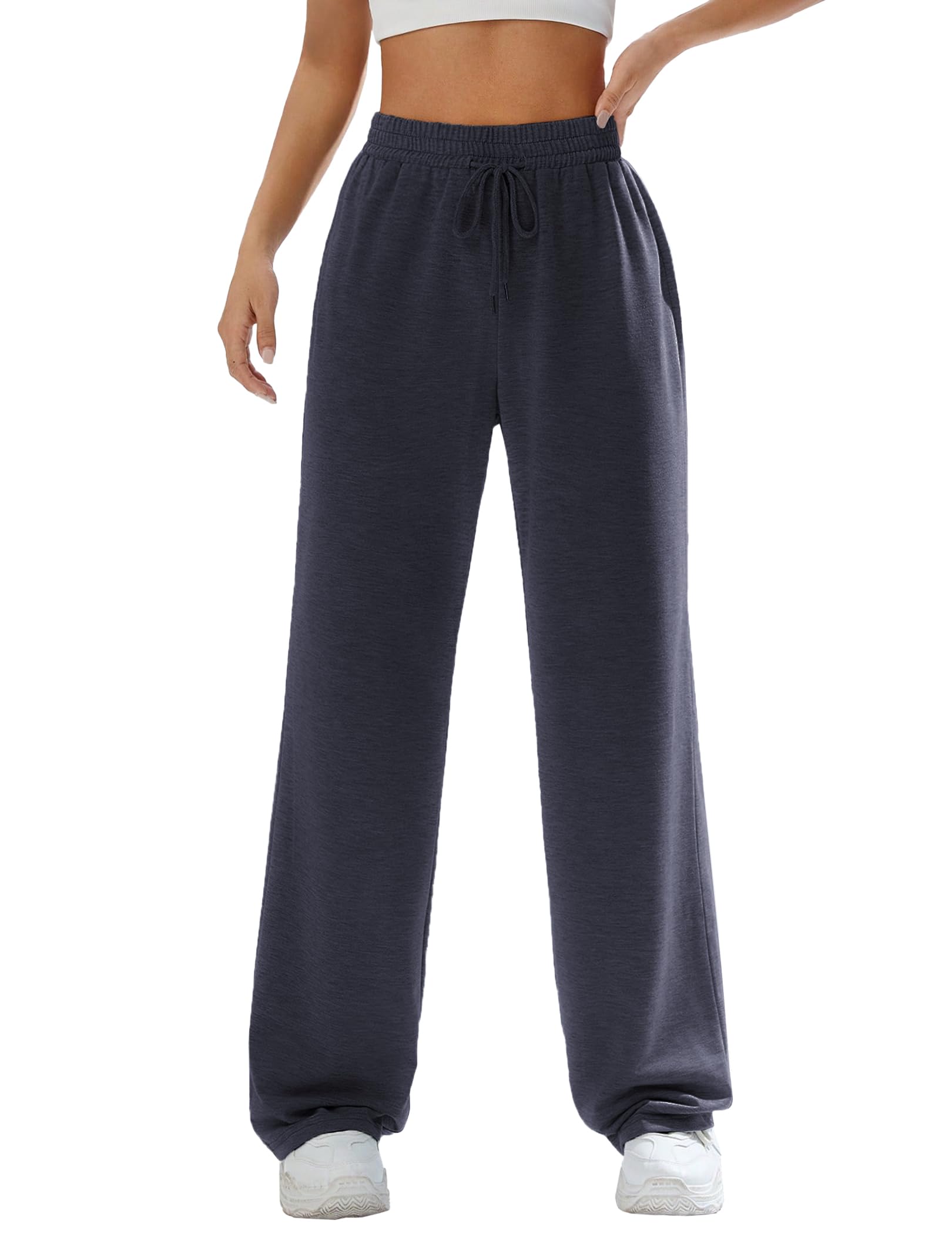 ZEAGOO Hose Damen Jogginghose Lang Baggy Sporthose High Waist Lockere Hosen Weites Gerades Bein mit elastischem Bund Sweatpants Freizeithose Yoga Gym Hose Laufhosen S-XXL