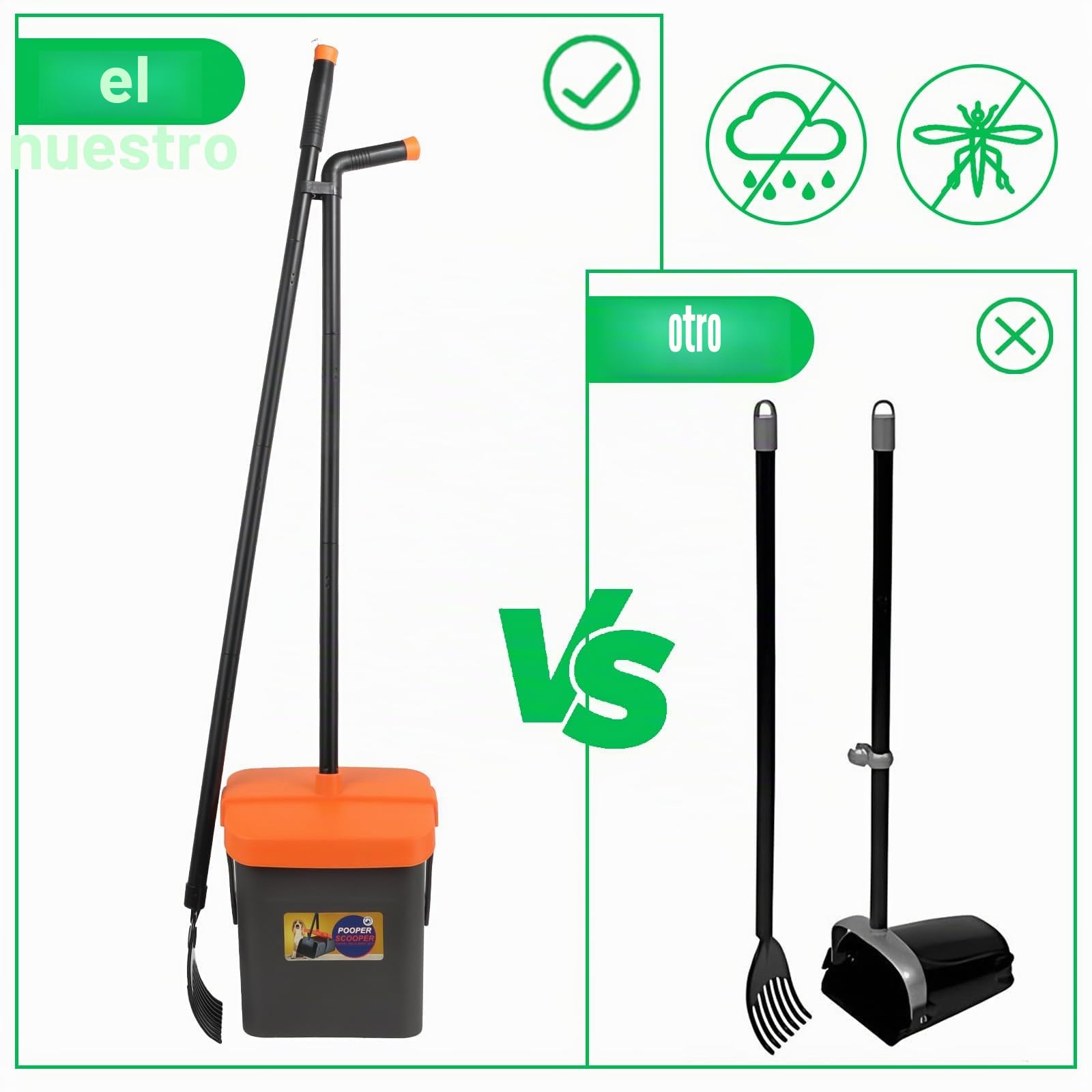 Recoge Cacas de Perros, Mango Largo Recogedor Caca Perros 117cm Recogedor de Cacas de Perros con Bolsas Caca Perro para Recoger Residuo de Animales para Caca de Perro Grande de Mascotas