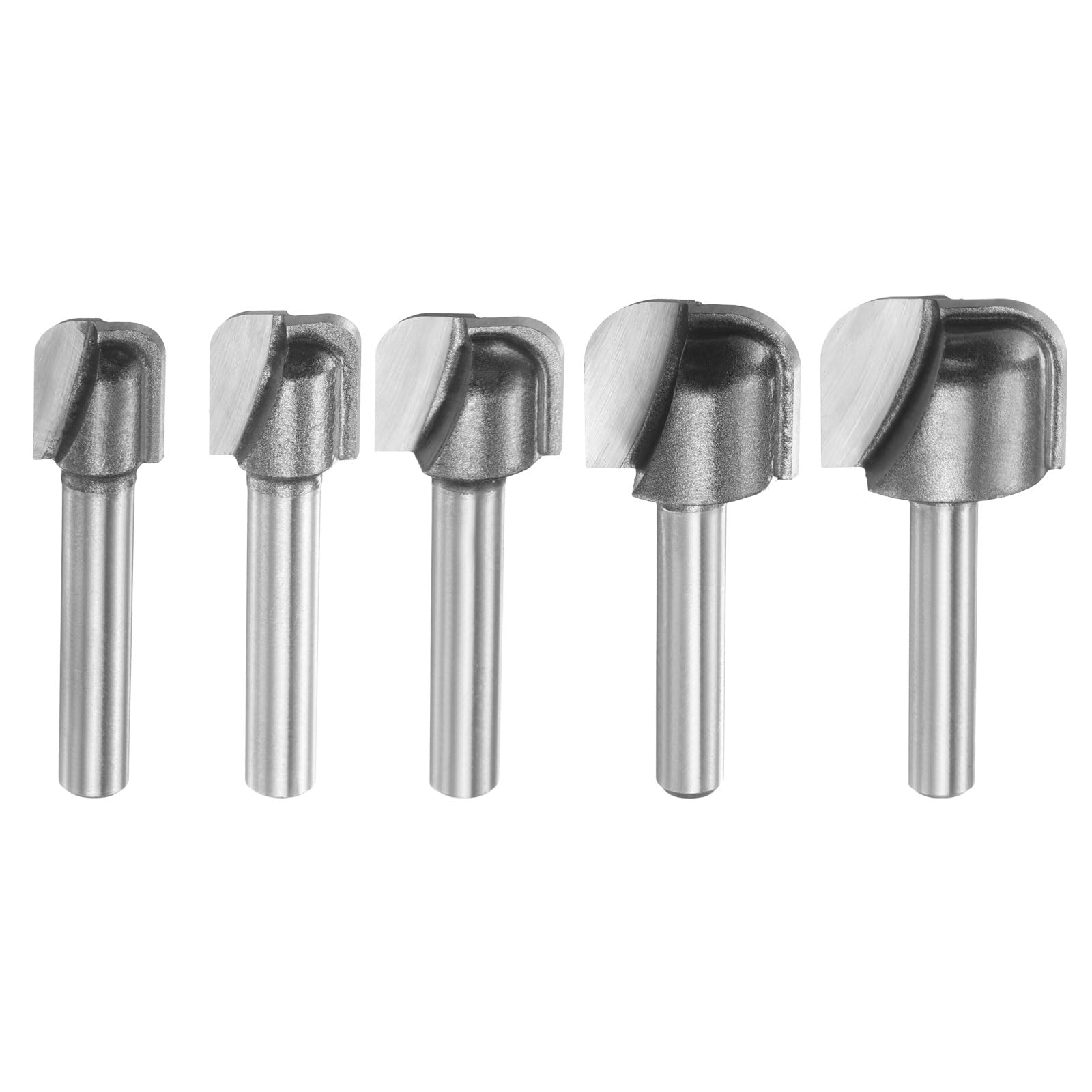 sourcing map 5Pcs Bowl and Tray Bit Set Cutting Diameter 1/4" Shank Radius Carbide Tipped Carving CNC Router Bits for Woodworking Milling