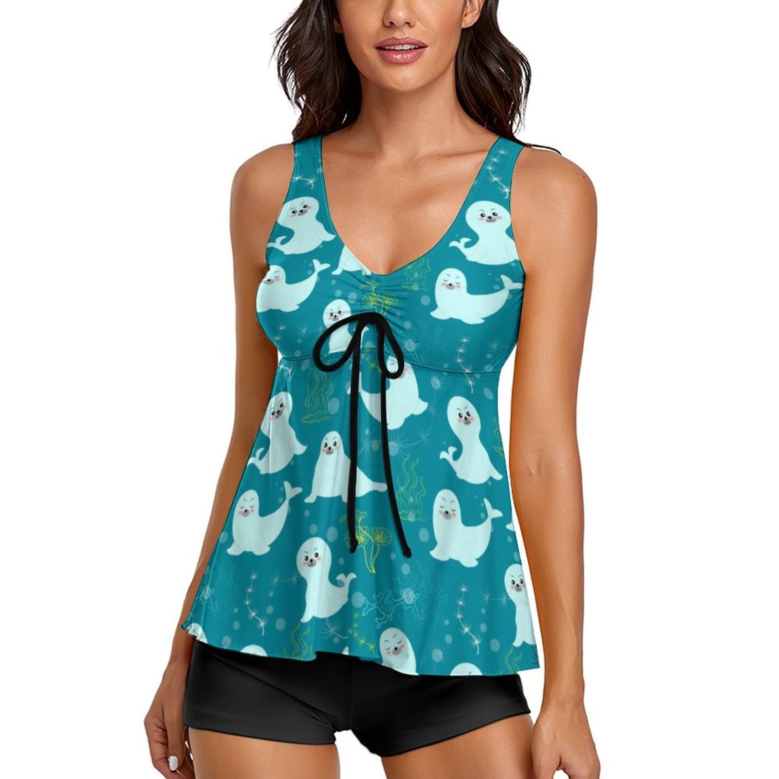 Costumi da bagno da donna, tankini viola farfalla da donna con pantaloncini, costumi da bagno per surf, immersioni