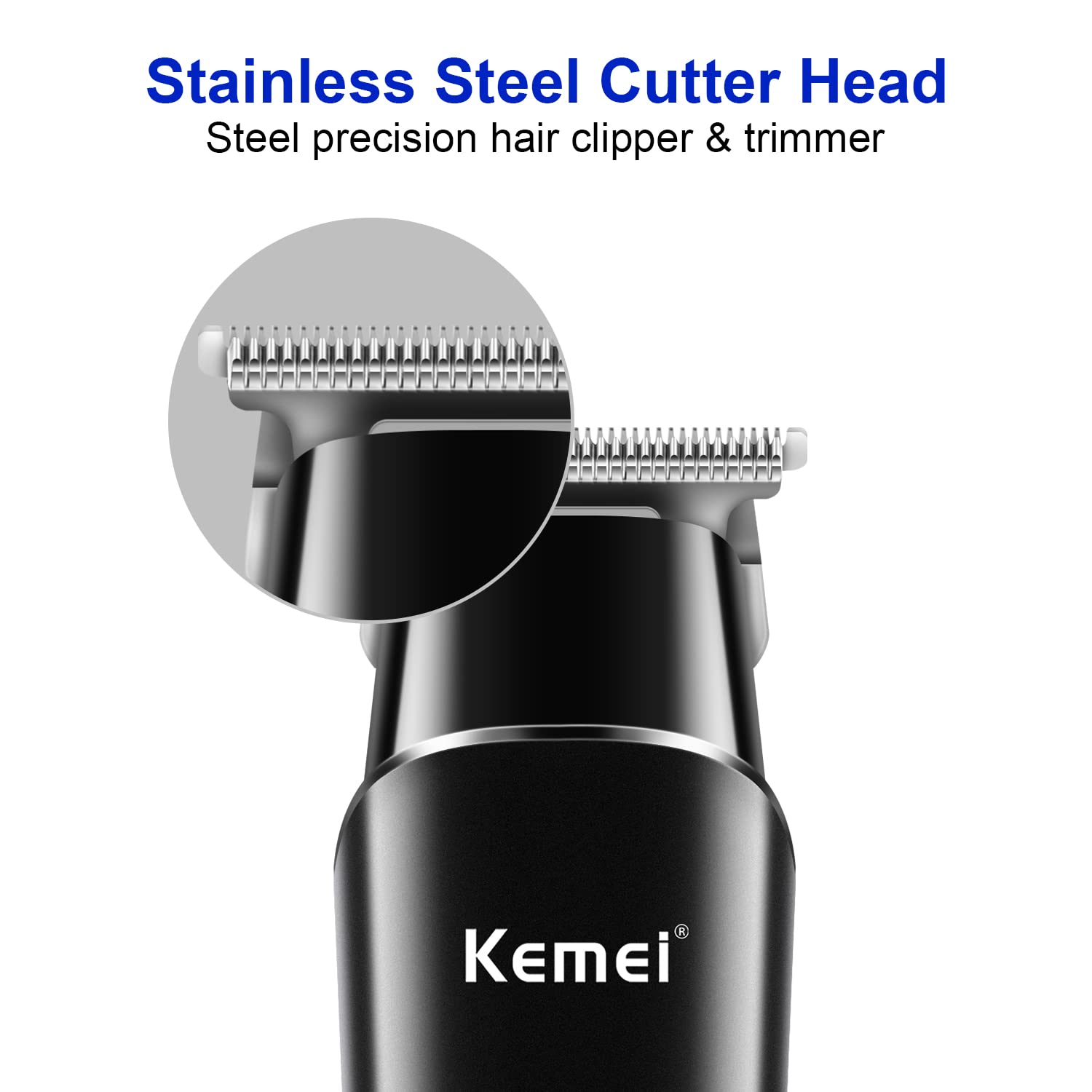 KEMEI Black Hair Clippers for Men, Electric Cordless Clippers for Hair Cutting, Professional Barber Clippers, USB Rechargeable Wireless Haircut Clippers km-1113 - Image 2
