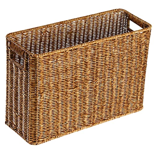 Panier à journaux en rotin tissé main et bac de rangement bureau