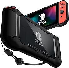 Spigen Nintendo Switch カバー ストラップ付き 画面 保護 キズ防止 指紋防止 衝撃吸収 TPU カバー 薄型 耐衝撃 スイッチ カバー ラギッド・アーマー ACS01228 (マット・ブラック)