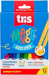 Hidrocor Ponta Fina Retrátil Mega Hidro Color - 12 Cores - Tris