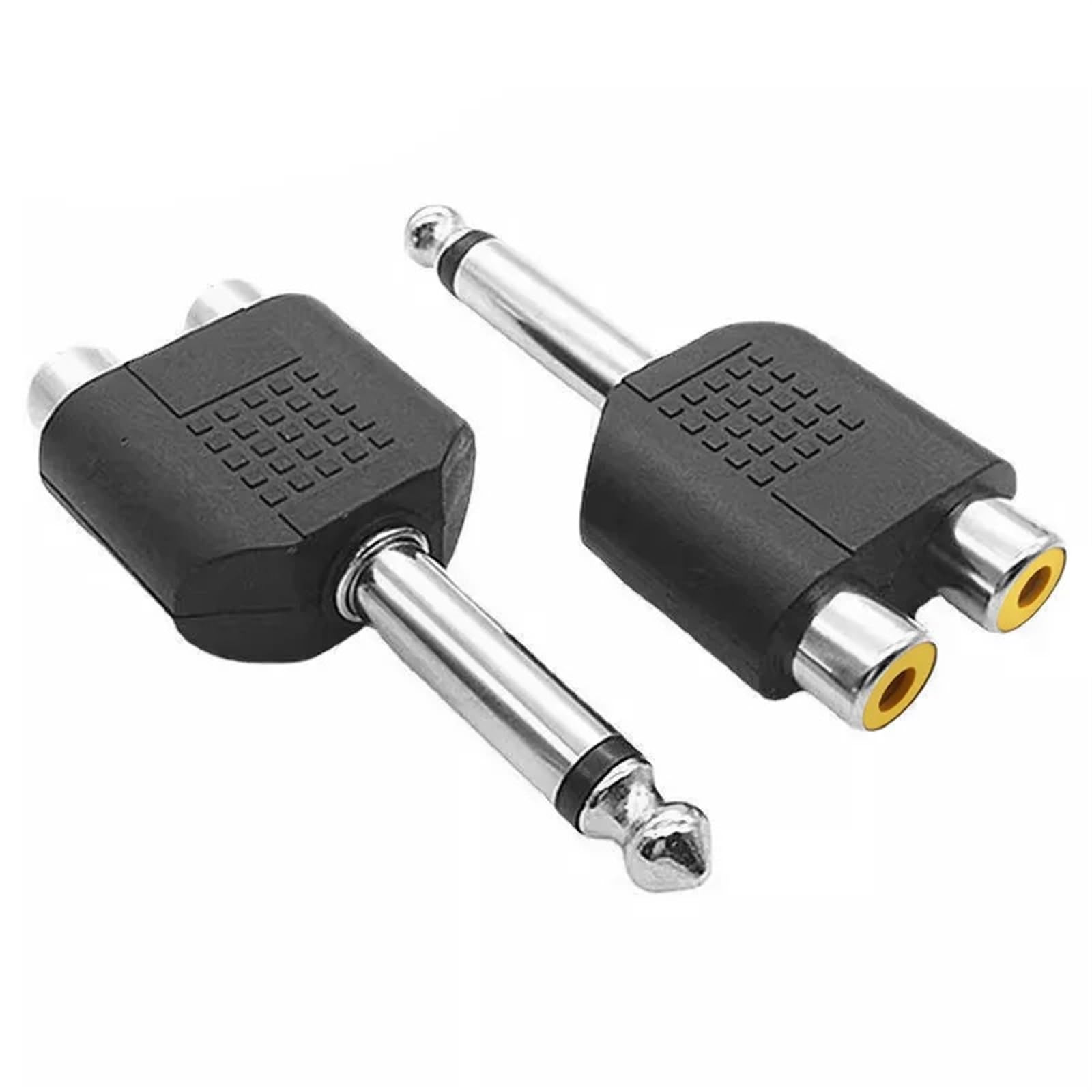 Conector Jack 6.5mm Macho a 2 RCA Hembra Adaptador Audio 5 Unidades
