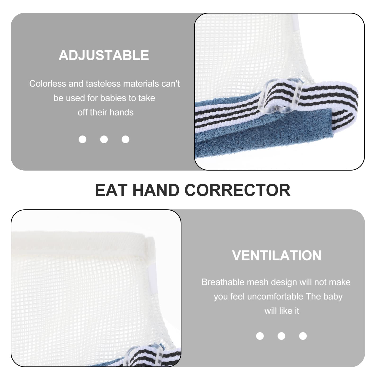 Guantes Protectores contra Chuparse el Dedo para Ñiño, 2 Pares | Nylon Blanco, Lavables y Resistentes, para Bebés de 6-10kg, 9-15kg y 15-22.5kg