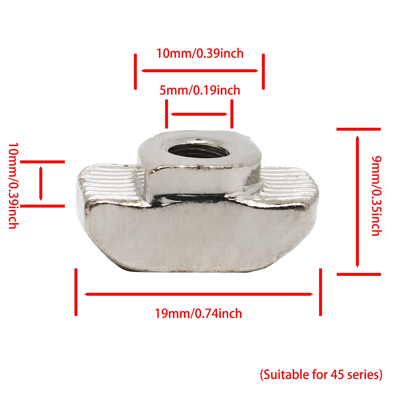 10PCS M12 Metric T Nuts Zinc Plated TEE Nuts 4 Prongs