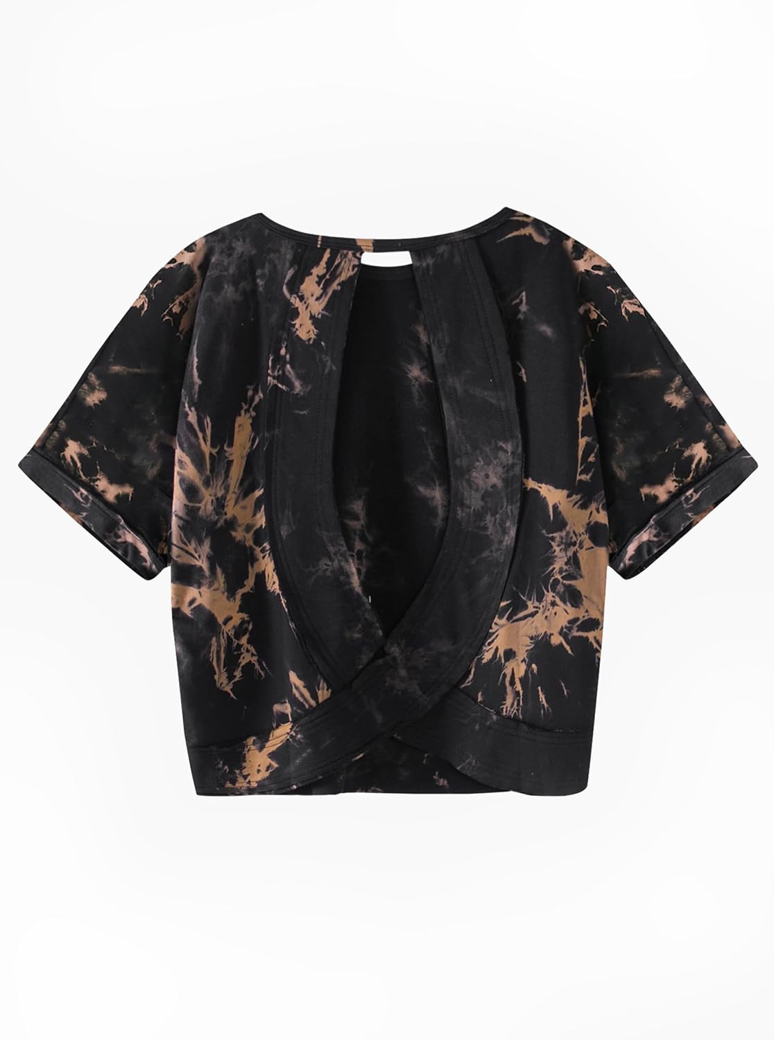 Remidoo Women's Open Back Cropped T Shirts Casual Tie Dye Short Sleeve Tee Top - Image 4