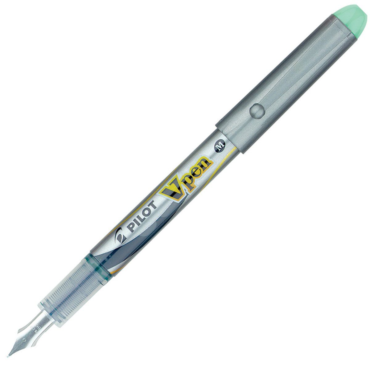 Pilot VPen Jednorazowe pióro wieczne ze srebrną beczką 0,58 mm końcówka – zielone, pudełko 12 sztuk