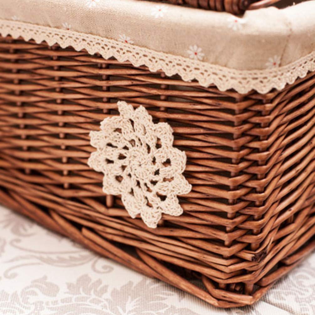 Cesto Portaoggetti Intrecciato in Rattan Con Coperchio Scatola Organizzatrice Per Cosmetici E Oggetti Vari Perfetta Per Camera Da Letto E Soggiorno Piccola