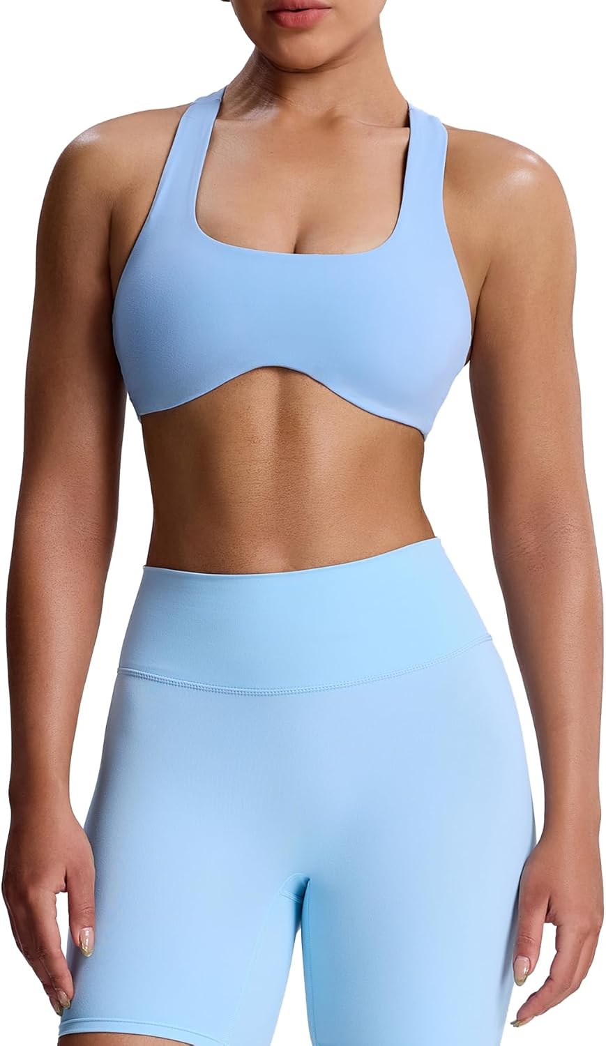 Aoxjox Women's Workout Sports Bras Fitness Define Sculpt Racerback Bra Yoga Crop Tank
