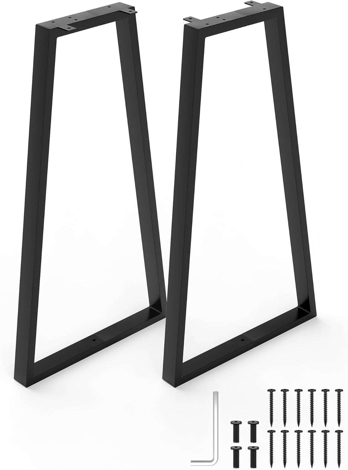 Metal Table Legs 28 Inch - Kitchen Dining Desk Leg Trapezoid Heavy Duty Steel Furniture Replacement Feet for DIY Bench, Stool, Chair, Coffee Tables, End/Side Table (Set of 2, Black) 28 Inch Legs
